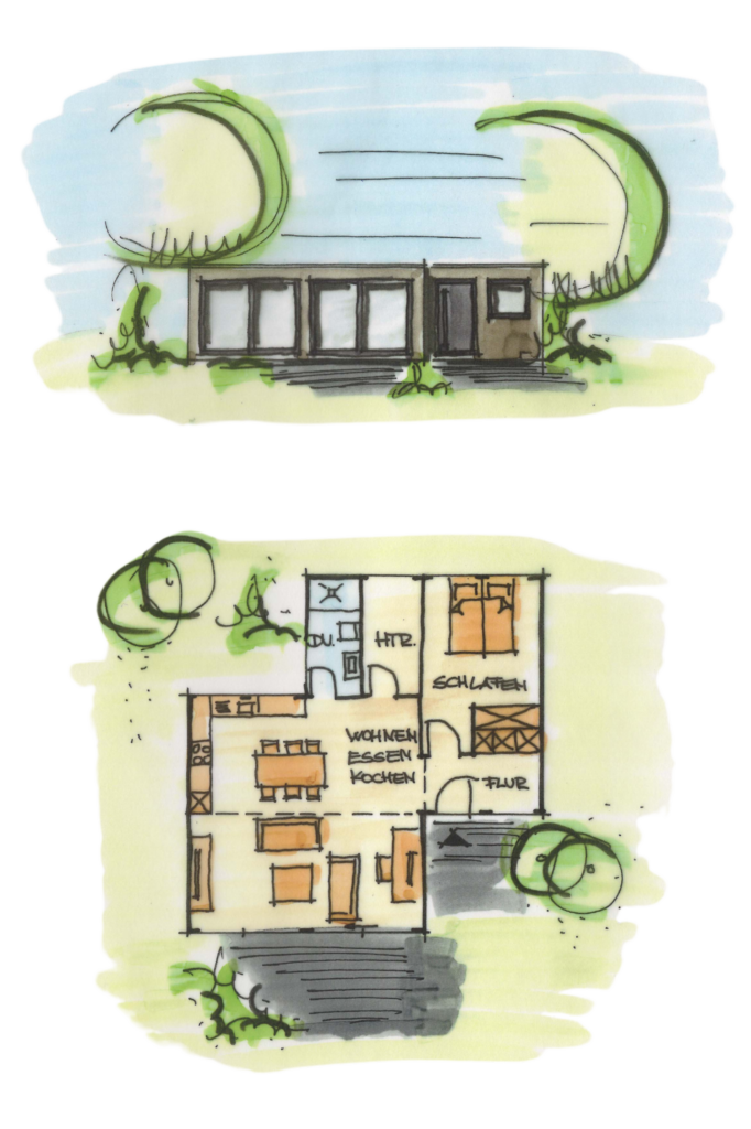 Tiny House Modulhaus mit Flachdach als Einfamilienhaus