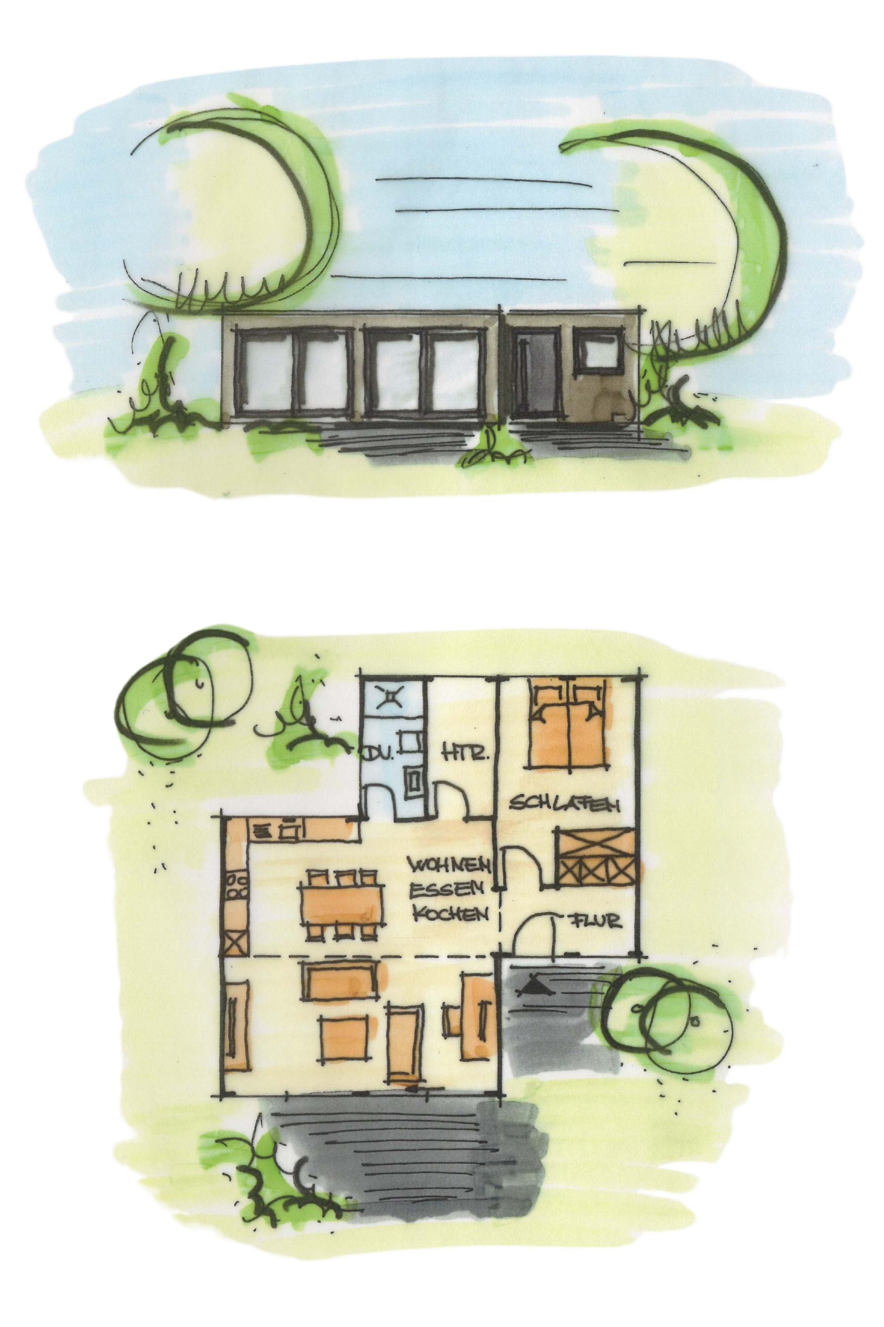 Tiny House Modulhaus mit Flachdach als Einfamilienhaus