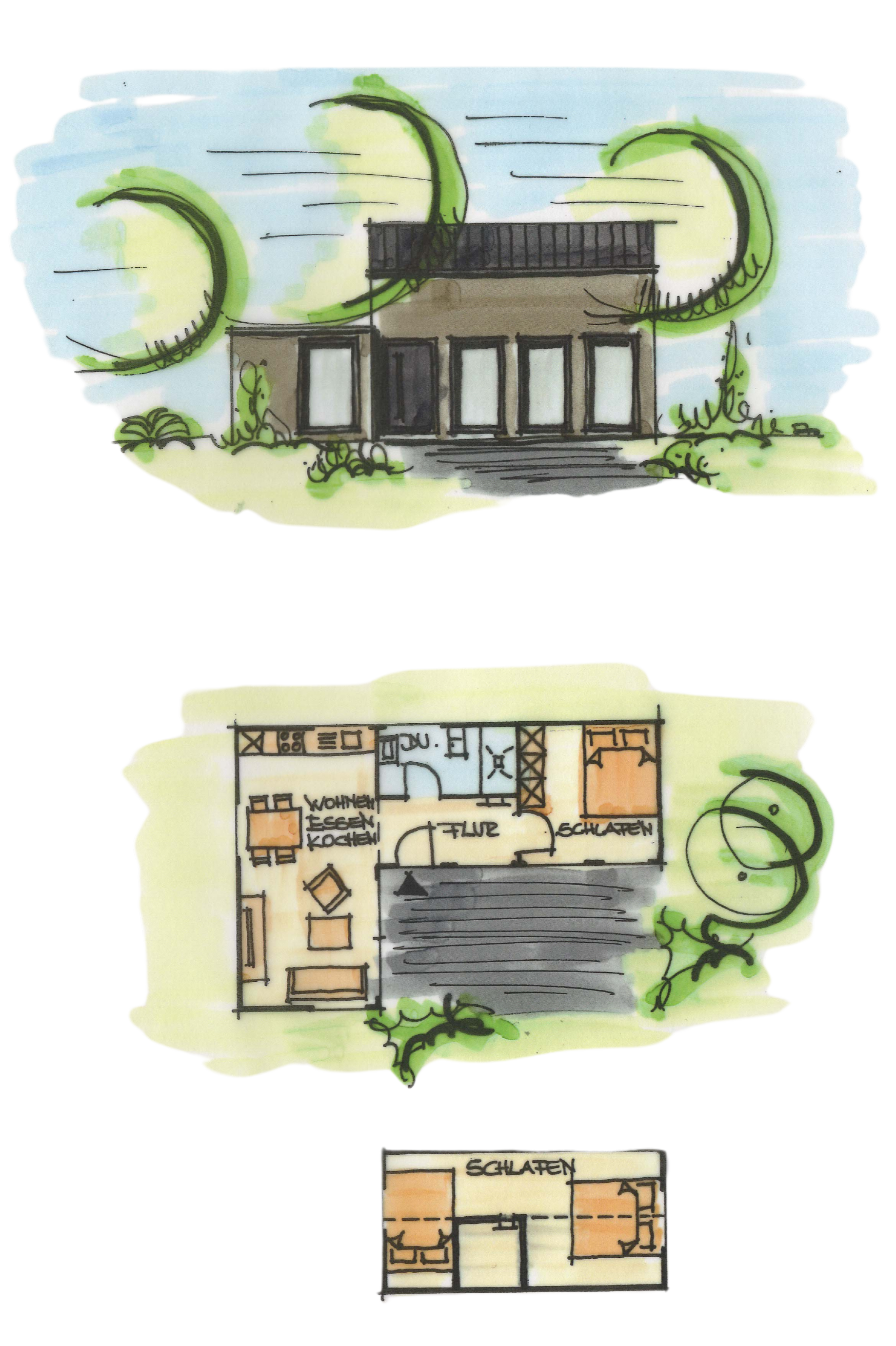 Tiny House Modulhaus mit Schlafebene